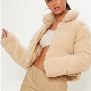 PLT Cream Beige Sherpa Puffer size 8